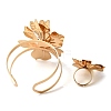 Flower Alloy Adjustable Rings & Cuff Bangle Set for Women SJEW-G082-01G-3