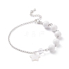 Natural Quartz Crystal Beaded Bracelet with 304 Stainless Steel Rolo Chains BJEW-JB08145-02-1