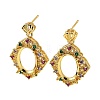 Rack Plating Brass with Cubic Zirconia Stud Earrings Finding KK-Z085-07G-1