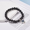 Round Natural Lava Rock Beaded Stretch Bracelet BJEW-JB08260-2