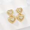 Brass Micro Pave Clear Cubic Zirconia Stud Earrings EJEW-H154-10A-G-1