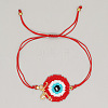 Bohemian Style Apple Shape Evil Eye Charm Glass Seed Bead Link Bracelets SC9475-1-1