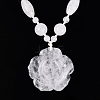 Natural Quartz Crystal Flower Pendant Necklaces NJEW-N064-08B-1