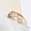 304 Stainless Steel Pave Clear Cubic Zirconia Cuff Open Rings for Women RJEW-F207-03B-G-5
