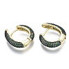 Brass Micro Pave Cubic Zirconia Huggie Hoop Earrings KK-R137-015A-NF-2