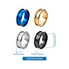 4 Colors Stainless Steel Grooved Finger Ring Settings STAS-TA0001-26E-15