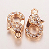 Alloy Glass Rhinestone Lobster Claw Clasps X-ZIRC-F022-63RG-1