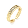 Brass Micro Pave Cubic Zirconia Open Cuff Rings for Women LS-RJEW-R011-01G-02-4
