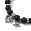 Natural Lava Rock Round Beaded Stretch Bracelets BJEW-JB09900-01-2