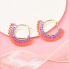 304 Stainless Steel & Bohemian Beaded Fan Hoop Earrings for Women EJEW-R001-01G-05-4