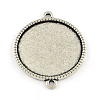 Tibetan Style Alloy Flat Round Cabochon Connector Settings TIBE-Q038-001F-AS-RS-1