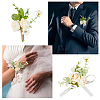 HOBBIESAY 4Pcs 2 Style Artificial Sunflower Wrist Corsage & Brooch AJEW-HY0001-34A-4