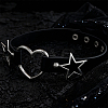 Punk Rock Style Alloy Star Heart Link Imitation Leather Chocker Necklaces NJEW-WH20004-20A-4