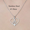201 Stainless Steel Hollow Heart Pendant Necklace NJEW-OY002-22-3