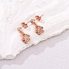 Clear Cubic Zirconia Cat Paw Print Dangle Stud Earrings EJEW-SW00011-16-2