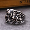 Steam Punk Style Stainless Steel Multi-Skull Finger Rings SKUL-PW0005-08E-3