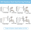 SUNNYCLUE 48Pcs 4 Style 304 Stainless Steel Stud Earring Findings STAS-SC0007-31-2
