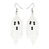 Halloween Theme Ghost Handmade Glass Seed Beaded Dangle Earrings EJEW-MZ00479-2