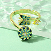 Helm & Butterfly Enamel Rotatable Cuff Rings for Women RJEW-R005-09G-2