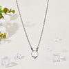 304 Stainless Steel Twisted Chain Necklaces with Double Heart Clasps NJEW-HS00012-5
