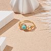 Synthetic Turquoise Braided Finger Ring RJEW-TA00042-04-2