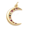 Moon Theme Rack Plating Brass Micro Pave Cubic Zirconia Pendants KK-Z071-52G-06-1