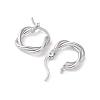 Rhodium Plated 925 Sterling Silver Hoop Earrings EJEW-K258-15A-P-2