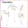60Pcs Leaf Stainless Steel Round Tray Stick Lapel Pins JEWB-SC0001-75B-2
