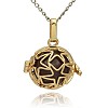 Golden Tone Brass Hollow Round Cage Pendants KK-J231-06G-1