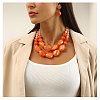 ABS Plastic Beaded Double Layer Necklaces & Dangle Earrings Sets for Women WGBA665-02-2