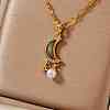 Chic Brass Crystal Rhinestone Moon Star Pendant Necklaces QW2604-2-1