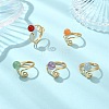 Natural Gemstone Cuff Open Rings RJEW-JR01071-1