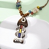 Ceramic Fish Pendant Adjustable Waxed Cord Necklaces for Women NJEW-B146-02-1