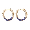 Glass Beads Braided Big Hoop Earrings EJEW-JE04848-04-1