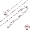 Anti-Tarnish Rhodium Plated 925 Sterling Silver Flat Cable Chain Necklace X-NJEW-A011-01A-P-1