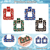 ANATTASOUL 4 Pairs 4 Colors Rhinestone Hollow Square Dangle Stud Earrings EJEW-AN0004-37-3