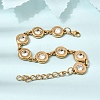 304 Stainless Steel Crystal Rhinestone Flat Round Link Chain Bracelets SA-CBAF6AD-10G-2