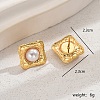 Vintage Style Stainless Steel Pearl Earrings for Women's Party HR3485-1