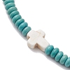 Synthetic Turquoise Beads Stretch Bracelets for Women Men BJEW-JB11293-01-3