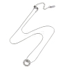 304 Stainless Steel Crystal Rhinestone Round Snake Chain Ring Pendant Necklaces for Women NJEW-Z082-03P-2