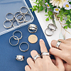 Unicraftale 18Pcs 3 Size 201 Stainless Steel Grooved Finger Ring Settings STAS-UN0042-68-4