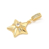 Brass Clear Cubic Zirconia Star European Dangle Charms KK-U044-08G-2