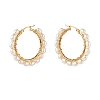 Natural Pearl Beads Brass Hoop Earrings EJEW-JE04565-12