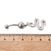 Alloy Rhinestone Snake Curved Barbell Belly Rings AJEW-R007-03P-01-4