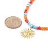 Brass Sun Pendant Necklace with Glass Seed Beaded for Women NJEW-JN03929-4