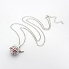1Strand Trendy Women's Long Rolo Chain Brass Ball Pendant Necklaces X-NJEW-L084-06-1