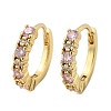 Luxury Pink Cubic Zirconia Huggie Hoop Earrings EJEW-C012-04-3
