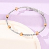 Duo Tone 304 Stainless Steel Cube Bead Cuff Bangles for Women SA-CBA2192-01GP-3
