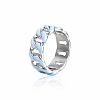 Stainless Steel Enamel Curb Chains Finger Rings WJ4756-5-1
