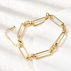 Rectangle Brass Link Chain Bracelets for Women BJEW-F531-03G-3